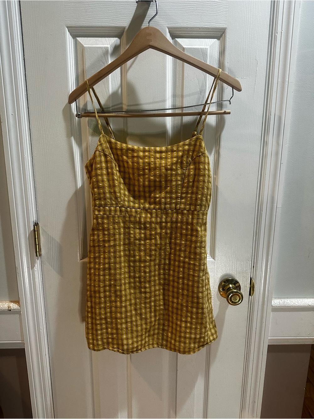 Urban Outfitters Emma Yellow Plaid Mini Dress Size 0